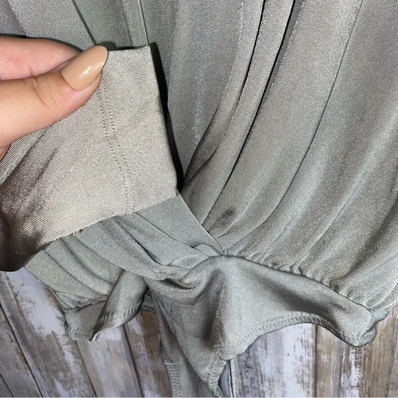 Intimately Free People Turnt Oxide Metallic Silver Bodysuit Deep V XS - Picture 4 of 9